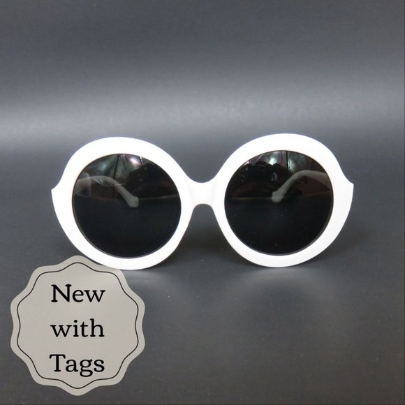 Accessories - Oversize Retro Sunglasses - White - 60s Mod - Vintage Style - NEW